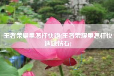 王者荣耀里怎样快跑(王者荣耀里怎样快速赚钻石)