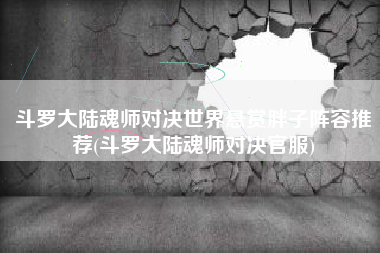 斗罗大陆魂师对决世界悬赏胖子阵容推荐(斗罗大陆魂师对决官服)