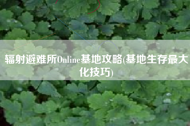 辐射避难所Online基地攻略(基地生存最大化技巧)