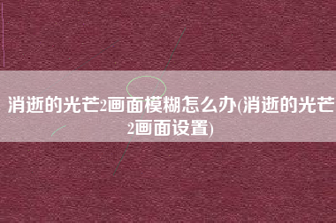 消逝的光芒2画面模糊怎么办(消逝的光芒2画面设置)