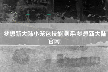 梦想新大陆小笼包技能测评(梦想新大陆官网)