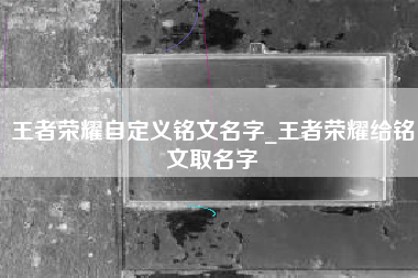 王者荣耀自定义铭文名字_王者荣耀给铭文取名字