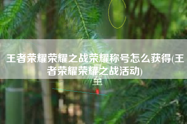 王者荣耀荣耀之战荣耀称号怎么获得(王者荣耀荣耀之战活动)