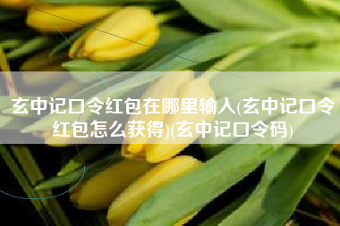 玄中记口令红包在哪里输入(玄中记口令红包怎么获得)(玄中记口令码)