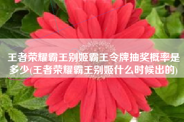 王者荣耀霸王别姬霸王令牌抽奖概率是多少(王者荣耀霸王别姬什么时候出的)