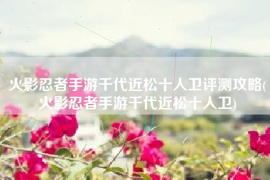 火影忍者手游千代近松十人卫评测攻略(火影忍者手游千代近松十人卫)