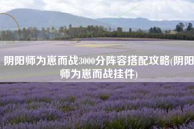阴阳师为崽而战3000分阵容搭配攻略(阴阳师为崽而战挂件)
