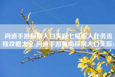 问道手游探案人口失踪七星道人任务流程攻略大全(问道手游每周探案人口失踪)