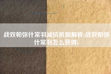 战双帕弥什常羽减抗机制解析(战双帕弥什常羽怎么获得)
