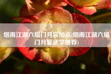 烟雨江湖六扇门月容加点(烟雨江湖六扇门月容武学推荐)