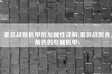 重装战姬机甲附加属性详解(重装战姬各角色的专属机甲)