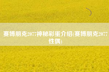 赛博朋克2077神秘彩蛋介绍(赛博朋克2077性偶)