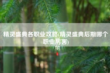 精灵盛典各职业攻略(精灵盛典后期哪个职业厉害)