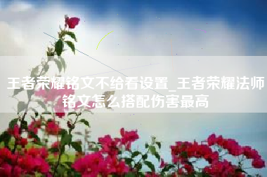 王者荣耀铭文不给看设置_王者荣耀法师铭文怎么搭配伤害最高