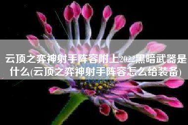 云顶之弈神射手阵容附上2022黑暗武器是什么(云顶之弈神射手阵容怎么给装备)