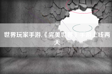 世界玩家手游,《完美世界》手游上线两天