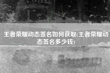 王者荣耀动态签名如何获取(王者荣耀动态签名多少钱)