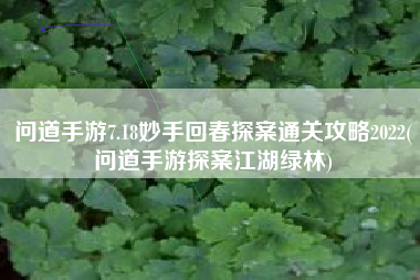 问道手游7.18妙手回春探案通关攻略2022(问道手游探案江湖绿林)