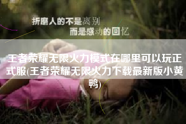 王者荣耀无限火力模式在哪里可以玩正式服(王者荣耀无限火力下载最新版小黄鸭)