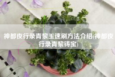 神都夜行录青黎玉速刷方法介绍(神都夜行录青黎铸宝)