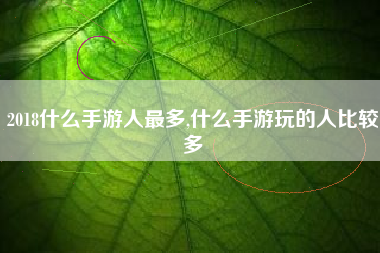 2018什么手游人最多,什么手游玩的人比较多