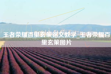 王者荣耀百里玄策铭文教学_王者荣耀百里玄策图片