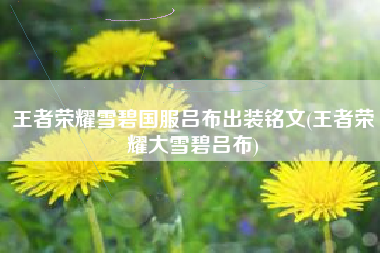 王者荣耀雪碧国服吕布出装铭文(王者荣耀大雪碧吕布)