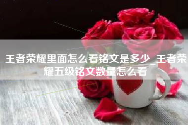 王者荣耀里面怎么看铭文是多少_王者荣耀五级铭文数量怎么看