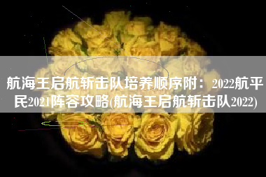 航海王启航斩击队培养顺序附：2022航平民2021阵容攻略(航海王启航斩击队2022)