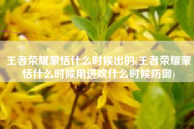 王者荣耀蒙恬什么时候出的(王者荣耀蒙恬什么时候用进攻什么时候防御)