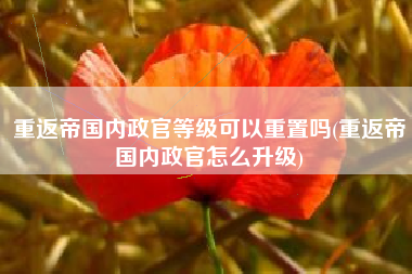 重返帝国内政官等级可以重置吗(重返帝国内政官怎么升级)