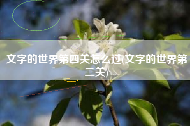 文字的世界第四关怎么过(文字的世界第二关)