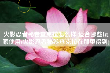 火影忍者秘卷查克拉怎么样 适合哪些玩家使用(火影忍者秘卷查克拉在那里得到)
