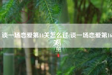 谈一场恋爱第14关怎么过(谈一场恋爱第16关)