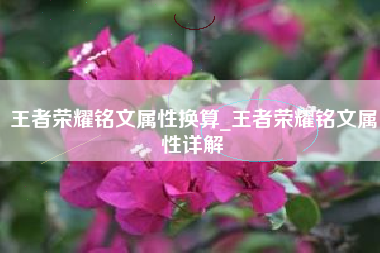 王者荣耀铭文属性换算_王者荣耀铭文属性详解
