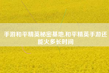 手游和平精英秘密基地,和平精英手游还能火多长时间