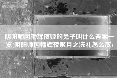 阴阳师因幡辉夜姬的兔子叫什么答案一览(阴阳师因幡辉夜姬月之洗礼怎么放)