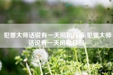 犯罪大师话说有一天风和日丽(犯罪大师话说有一天风和日丽)