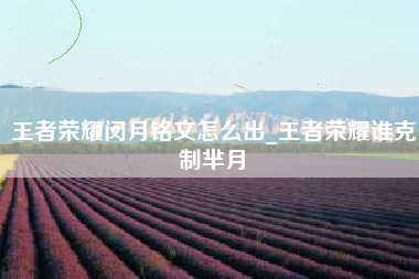 王者荣耀闵月铭文怎么出_王者荣耀谁克制芈月