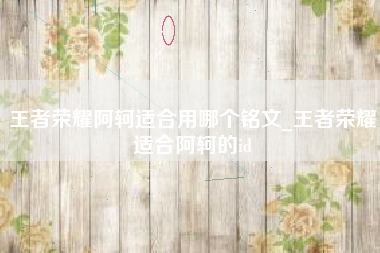 王者荣耀阿轲适合用哪个铭文_王者荣耀适合阿轲的id