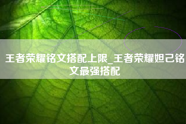 王者荣耀铭文搭配上限_王者荣耀妲己铭文最强搭配