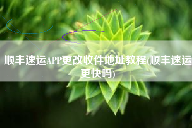 顺丰速运APP更改收件地址教程(顺丰速运更快吗)