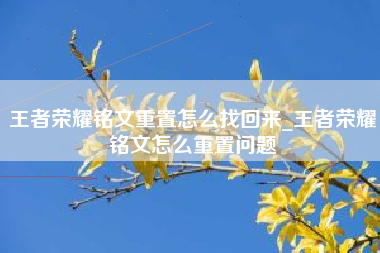 王者荣耀铭文重置怎么找回来_王者荣耀铭文怎么重置问题