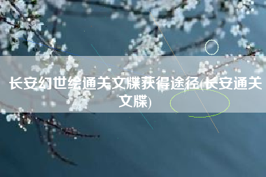 长安幻世绘通关文牒获得途径(长安通关文牒)