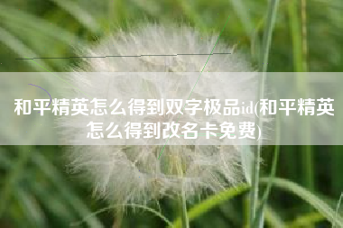和平精英怎么得到双字极品id(和平精英怎么得到改名卡免费)
