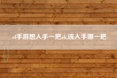 cf手游想入手一把ak,该入手哪一把