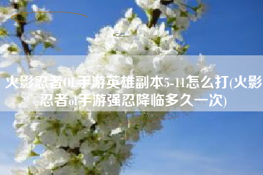 火影忍者OL手游英雄副本5-11怎么打(火影忍者ol手游强忍降临多久一次)