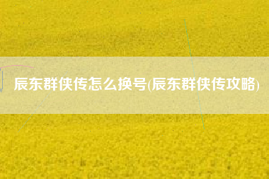 辰东群侠传怎么换号(辰东群侠传攻略)