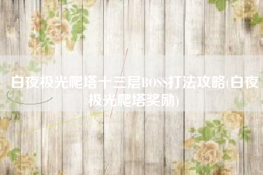 白夜极光爬塔十三层BOSS打法攻略(白夜极光爬塔奖励)