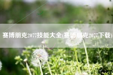 赛博朋克2077技能大全(赛博朋克2077下载)